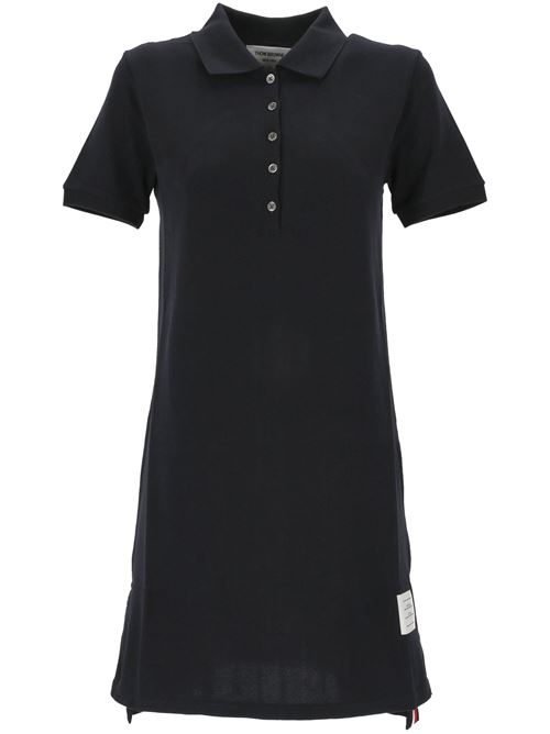 Abito polo in piqué di cotone blu navy THOM BROWNE | FJD027A00050415